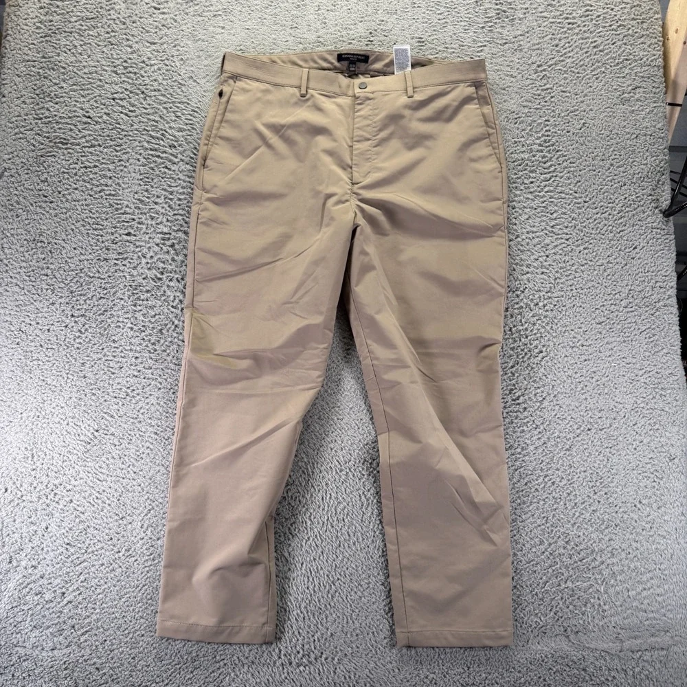 Banana Republic Pant Mens 38x30 Brown Polyester Golf Straight Slim Performance